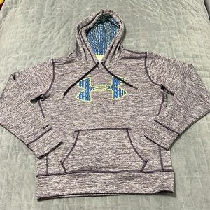 Under Armour Logo Hoodie, Hooded Sweatshirt, Marled Purple, Polyester, Size L